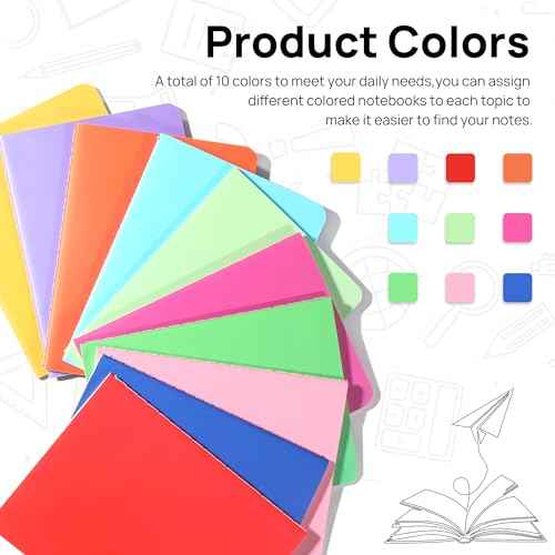 miikoul 100 Pack Small Colorful Blank Notebook Bulk,A6 Pocket Notepads Mini Journal Set for Student Traveler Office Back to School Supplies, 5.5" X 4", 30 Sheets/60 Pages,10 Colors