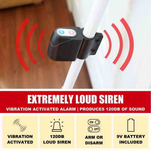 SECURITYMAN 2-in-1 Door Security Bar with Alarm & Sliding Door Stopper Security Bar with 120db Loud Siren - Rugged Iron Rated for 400lbs, (Protects Against Scratches) New Model for Wider Compatibility