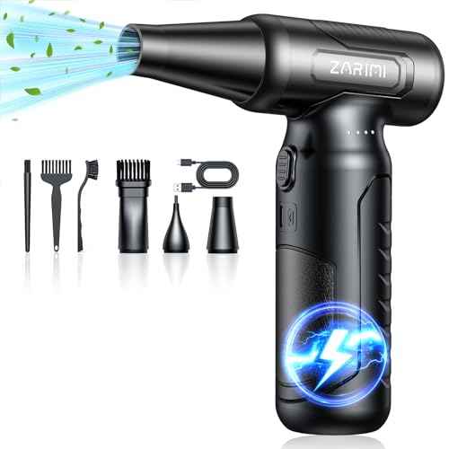 Electric Compressed Air Duster 330000 RPM - Cordless Rechargeable Air Blower for PC/Computer Cleaning, Keyboard, Electronics, Car & Home Dusting, Replaces Air Cans (Powered Turbo Fan Duster)