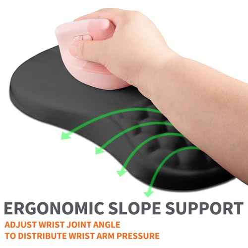 Ergonomic Joint Wrist Support Mouse Pad with Memory Foam Cushion Massage Bump, Carpal Tunnel Pain Relief Mousepad Slope Design for Wrist Rest, 11.8x7.9 in, Black