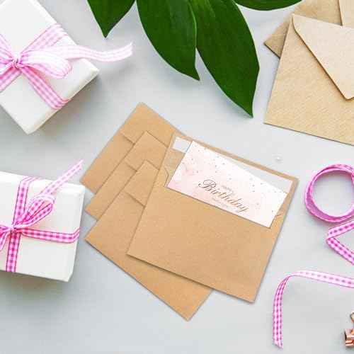 50Packs A4 Kraft Envelopes 4x 6 Inch Card Envelopes,Self Seal for Weddings, Greeting Cards£¬Mailing£¬ Invitations, Photos, Postcards