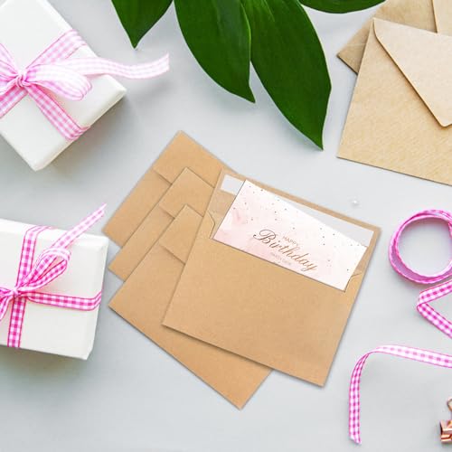 A4 Kraft Envelopes 4x6 Inch Self Seal 50 Pack for Invitations & Mailing - JOOLOKT
