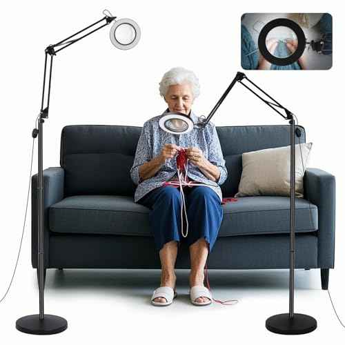 10X Magnifying Floor Lamp, 3-in-1 Hands Free Magnifying Glass with Light and Stand, 2 Color Modes with Clamp for Esthetician Facials Close Work Reading
