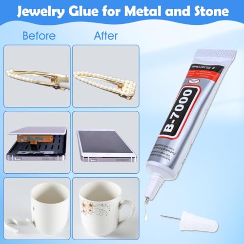 Evatage B7000 Clear Rhinestone Glue 4Pcs 15mL Jewelry & Craft Adhesive with Precision Tip