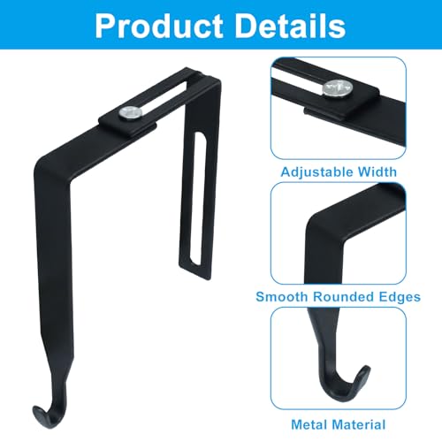 Vibedor 4 Pack Adjustable Cubicle Hangers Black Fits 1-3/8" to 3-1/2" Thick Partitions