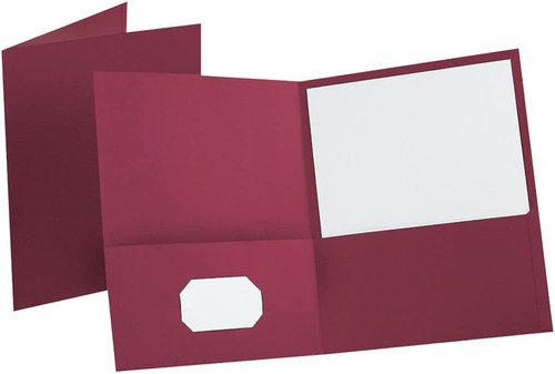 Oxford Two Pocket Folders - Textured Burgundy Paper | Letter Size, Ideal for School & Office - 25 Pack