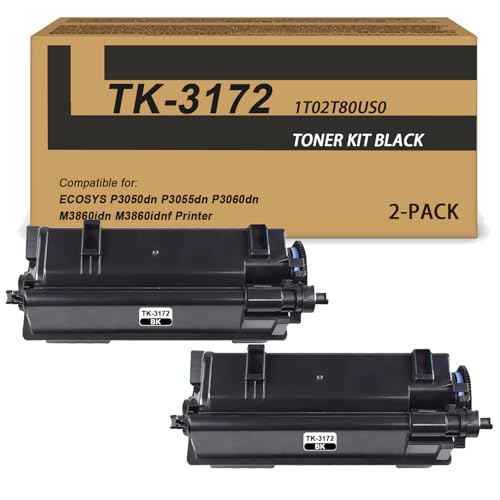 TK3172 TK-3172 Black Toner Cartridge Compatible 1T02T80US0 Toner Kit Replacement for Kyo cera ECOSYS P3050dn P3055dn P3060dn M3860idn M3860idnf Printers(2-Pack)