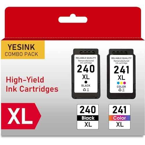 PG-240XL CL-241XL Ink Cartridges Replacement for Canon 240 241 Black and Color Remanufactured 240XL 241XL Combo Pack use to Canon PIXMA MG3620