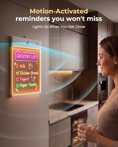 Rechargeable Magnetic Fridge Message Board with Motion Sensor LED Light