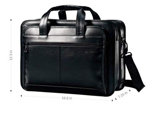 Samsonite Black Leather Expandable Briefcase, 15.6" Laptop Ready