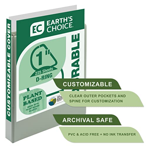 Samsill 1-Inch Eco-Friendly Biobased View Binder - Sage Green, 2 Pack