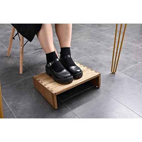 Kirigen Wood Under-Desk Foot Rest with Hight Adjustment -Portable Ergonomic Footrest Support Improves Posture and Circulation - Desk Foot Stool Elevate Foot Leg Wooden Dark Brown,TT-DBR