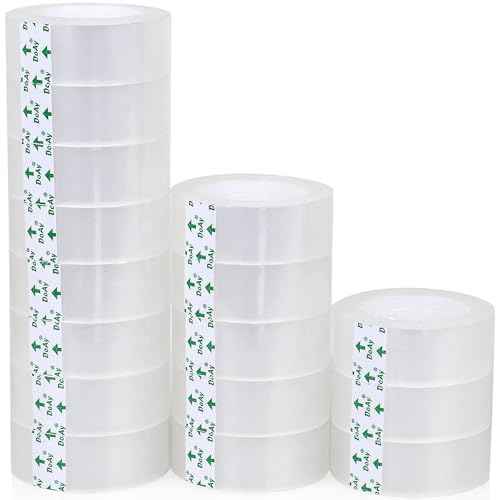 16 Rolls Easy Tear Transparent Tape Refills - Gift Wrapping Tape for Dispensers - Crystal Clear, Effortless Tear, Strong Adhesion - Invisible Tape 3/4 in x 1000 in for Office, School, Home