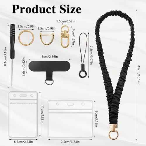 Prudiut Scrunchie Lanyard for Id Badges, Retractable Teacher Lanyards Stretchy Scrunchie Lanyard with Id Holder for Women