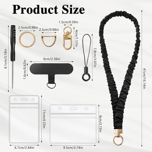 Prudiut Black Scrunchie Lanyard with ID Holder for Teachers & Women