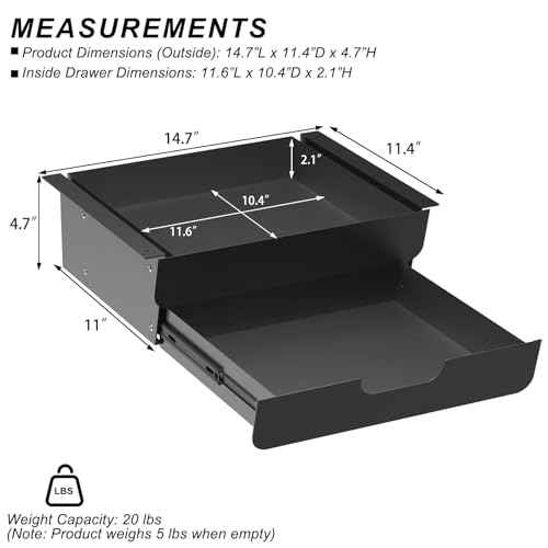 Under Desk Mounted Sliding Double Layer Drawer with Tilt Panel to Pull Out, 11.6'' Long & 10.4'' Deep Dual Storage Organizer for Sit Stand Workstation