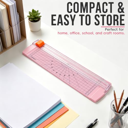 Pink Rayson Paper Cutter Trimmer, A4 12-Inch Craft Cutter for Photos & Documents