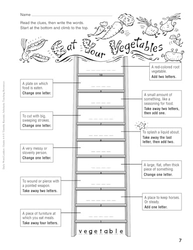 Daily Word Ladders for Grades 4-6 - Educational Reading Practice Book
