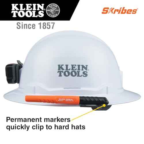 Klein Tools 8610112 Skribes Fine Tip Permanent Markers, Professional-Grade Ink, Multi-Surface Jobsite Marker for Wet, Dry and Oily Surfaces, Black, 12-Pack