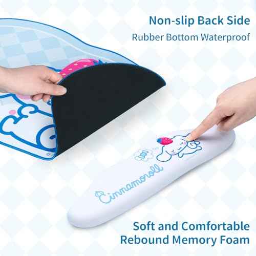 Anime Dog Mouse Pad Wrist Rest Support Set, Non-Slip Desk Mat and Memory Foam Cloud Wrist Rest for Keyboard and Mouse, Perfect for Gaming or Home Office Work - DEG