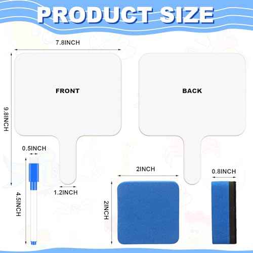 Harloon 72 Pieces Dry Erase Answer Paddle Set 7.8 x 9.8 Handheld 24 Wooden Answer Board Dry Erase Paddles with 24 Markers 24 Magnetic Erasers for Students Teaching Supplies(No Spectrum)
