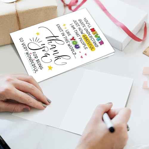 6 Pcs Thank you Cards with Envelope, 8 x 5.3 Inches, Appreciation Card for Men Women, Lovely Thank You Gifts Card for Friend, Coworker, Teacher