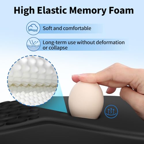 YIWEI Ergonomic Mouse Pad with Wrist Rest Support, Mousepad with Comfortable Memory Foam Wrist Rest and Non-Slip PU Base for Pain Relief, Computer, Laptop, Office, Home (Black)