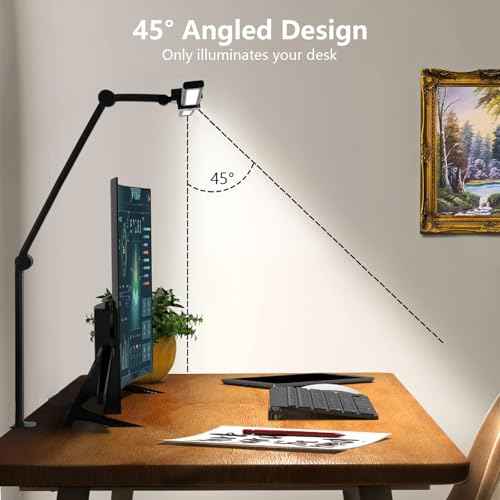 USB Clip On Desk Lamp with Flexible Gooseneck, 3 Color Modes & Dimmable, Eye-Caring LED Light for Office, Study, Reading, Computer Monitor