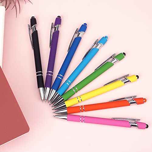 8 Pack Ballpoint Pen 2-in-1 Stylus Retractable Ballpoint Pen with Stylus tip, Metal Stylus Pen for Touch Screens, 1.0 mm Black Ink