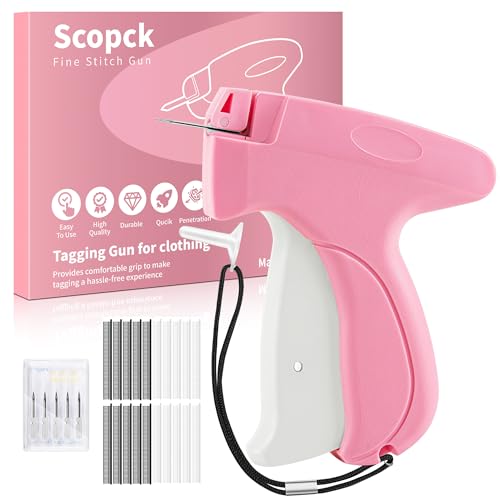 Pink-White Handheld Stitch Gun for Clothes Repair with 6 Needles & 2000 Fasteners