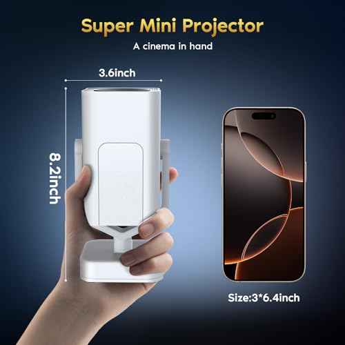 Mini Portable Projector with WiFi 6 and Bluetooth 5.2, 1080P 4K Support, 200 ANSI Lumens, Electric Focus &Auto Keystone 270¡Æ Rotatable Movie Wireless Projector for Phone, Compatible with TV Stick/HDMI