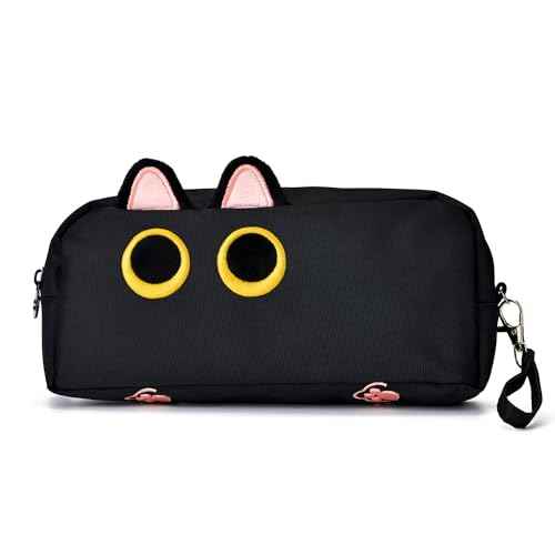 Hongdian Large Capacity Pencil Case, 3D Cat Pen Bags Pencil Pouch Organizer for Office College School