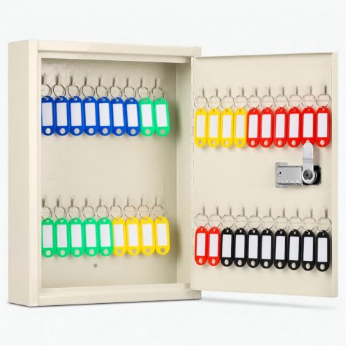 KYODOLED 40-Key Lock Box with Resettable 3-Digit Combination (White-01) Wall Mount