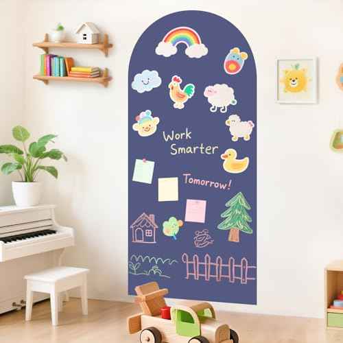 Arch Magnetic Wall Decal for Kids 39.3x17.5 Inch Magnetic Chalk Board Sticker Magnet Chalkboard for Wall Peel and Stick Self Adhesive Blackboard Multifunctional for Playroom Home Office School