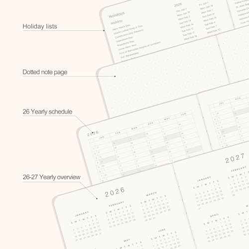 And Per Se 2026 Planner with Pattern-Daily, Weekly & 15-Monthly Leather Hardcover Planner, 5.7" x 8", Daily Schedule, Monthly Tabs, 100 GSM Thick Paper, Back Pocket(Botanical Floral)