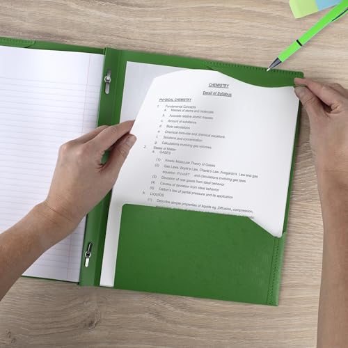 Five Star 2-Pocket Plastic Folder with Stay-Put Tabs & Prongs 4 Pack - Black, Fire Red, Forest Green, Pacific Blue