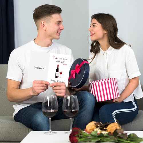 Funny Wine Birthday Cards for Women Men - Age Gets Better With Wine, Humorous Birthday Cards for Friends, Hilarious Birthday Card for Wife Husband
