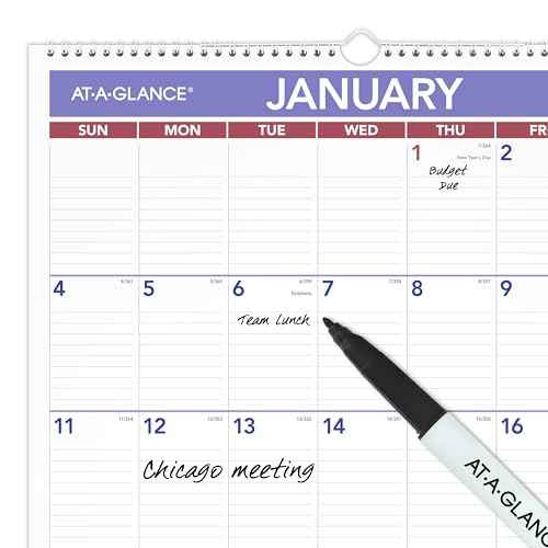 AT-A-GLANCE 2026 Erasable Calendar, Dry Erase Wall Planner, 15-1/2" x 22-3/4", Medium (PMLM032826)