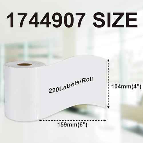 Hehua 4-Roll 1744907 with RFID Chip 4 x 6 Direct Thermal Printer Shipping Labels Compatible with DYMO LabelWriter 5XL 4XL LW Extra-Large Internet Postage Labels, 4" x 6", Total 880