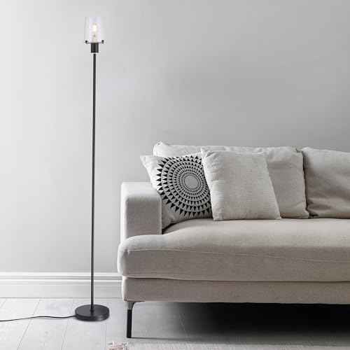 O'Bright Elegante - Dimmable LED Floor Lamp with Clear Glass Shade, Touch-Controlled Lighting, 66.5-Inch, Perfect for Dinning, Living Room and Bedroom, Black