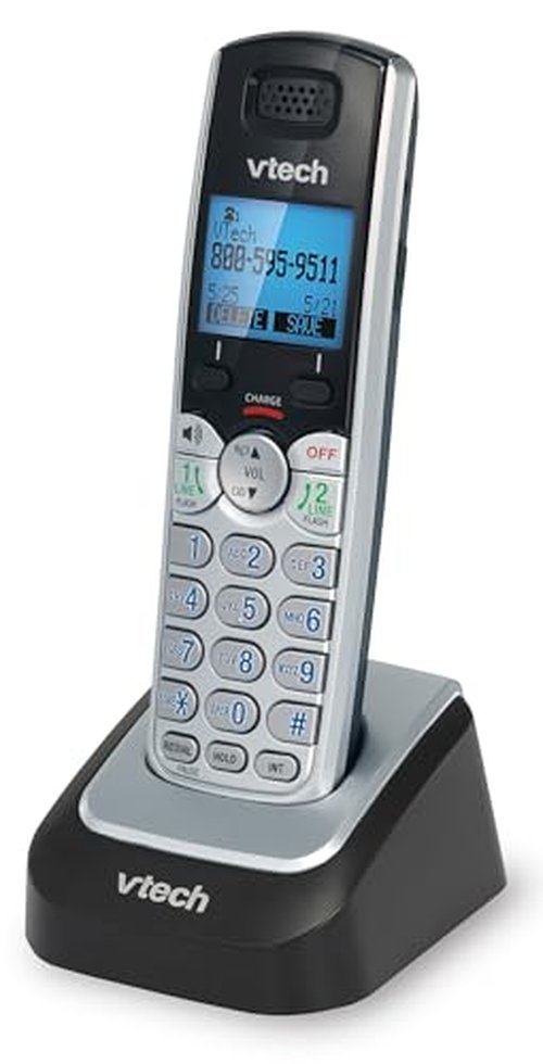 VTech Accessory Handset for DS6151 Series with 2-Line Cordless Phone, Suitable for Small Business or Home, Answering System, Expandable up to 12 Handsets, Intercom, Conference | DS6101 (Black/Silver)