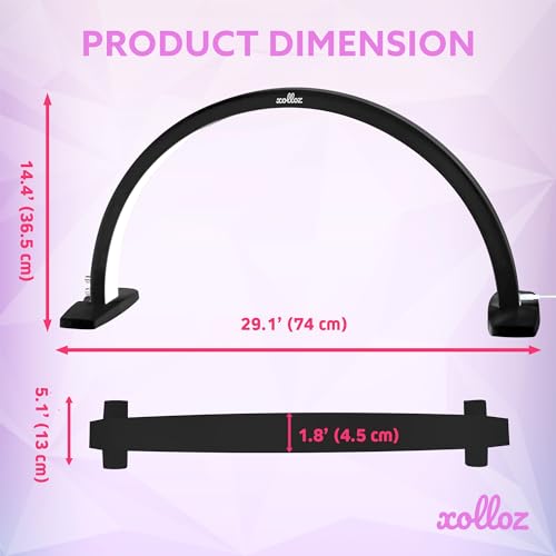 Half Moon Light for Nail Desk, ? 2000 Lumen Half Moon Aluminum Table Lamp Nail Desk Lamp with Wire Controller & Remote, LED Brightness for Beauty Tattoo Crafts, Eyelash Makeup, Lash Tech Black