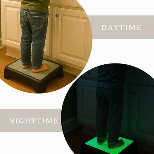 Sturdy 3.35in Mobility Step Stool for Seniors & Adults ? Non-Slip, Luminous Glow in The Dark Top for Safety ? Portable Indoor/Outdoor Riser for Car, Bed, Shower, Stairs & More (Black)