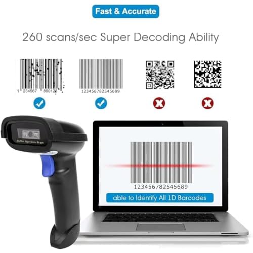NETUM Bluetooth Barcode Scanner, Compatible with 2.4G Wireless & Bluetooth Function & Wired Connection, Connect Smart Phone, Tablet, PC, CCD Bar Code Reader Work with Windows, Mac,Android (NT-1228BC)