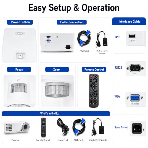 Exingxiu 3300 Lumens Business Projector for Office Presentations