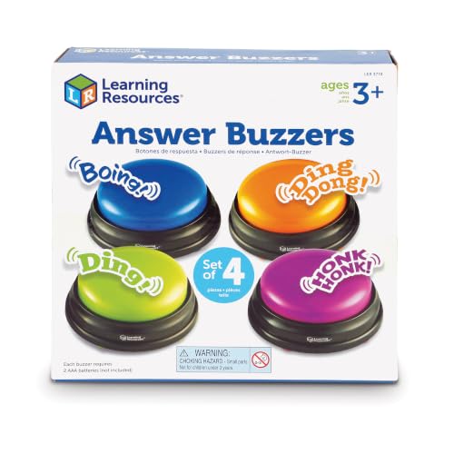 Learning Resources Answer Buzzers Set of 4 Classroom Buttons - Interactive Educational Game