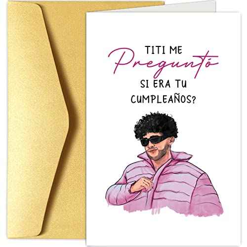Chenive Bad Bunny Birthday Card for Friends, Happy Birthday Card for Him Her, Bad Bunny Card In Spanish, Feliz Cumpleanos