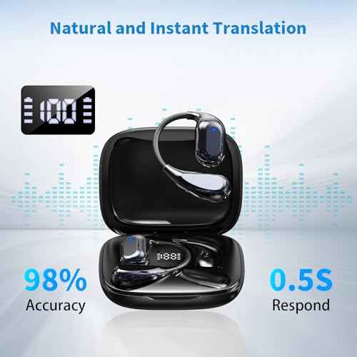 Translation Earbuds,AI Translator Earbuds Real Time in 150 Languages & Accents, 3 in 1 Language Translation Earbuds Portable Translator Earbuds for Business Meeting Traveling