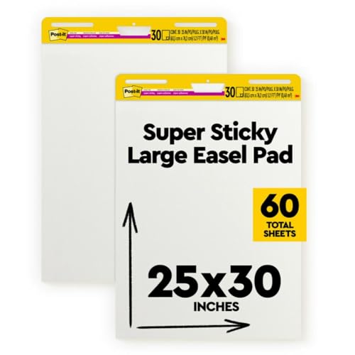 Post-it Super Sticky Easel Pad - Standard, 25 x 30 in, White, 2 Pads