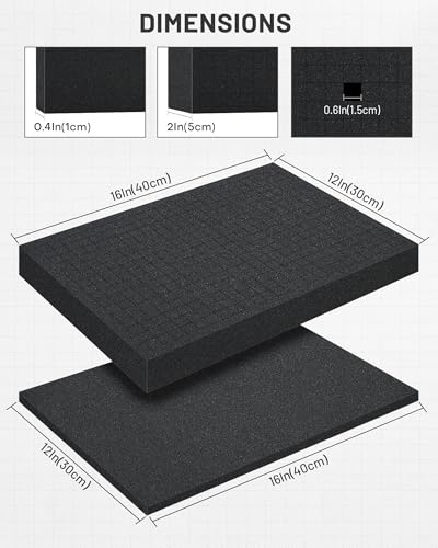 Pick and Pluck Foam 4-Pack (2P 16x12x2"+2P 16x12x0.4"). Tool Box